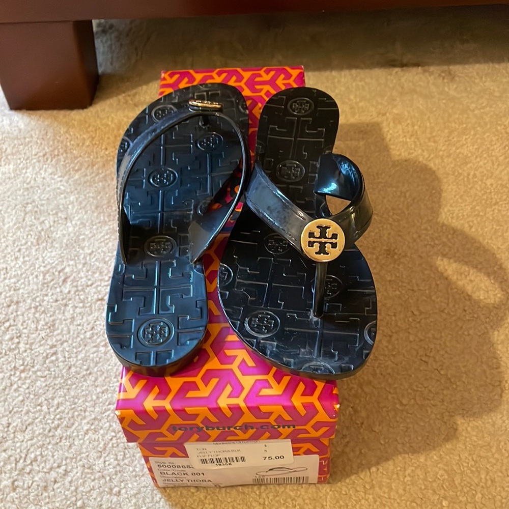 Tory Burch Jelly Thora Black Gentlly used flip flop